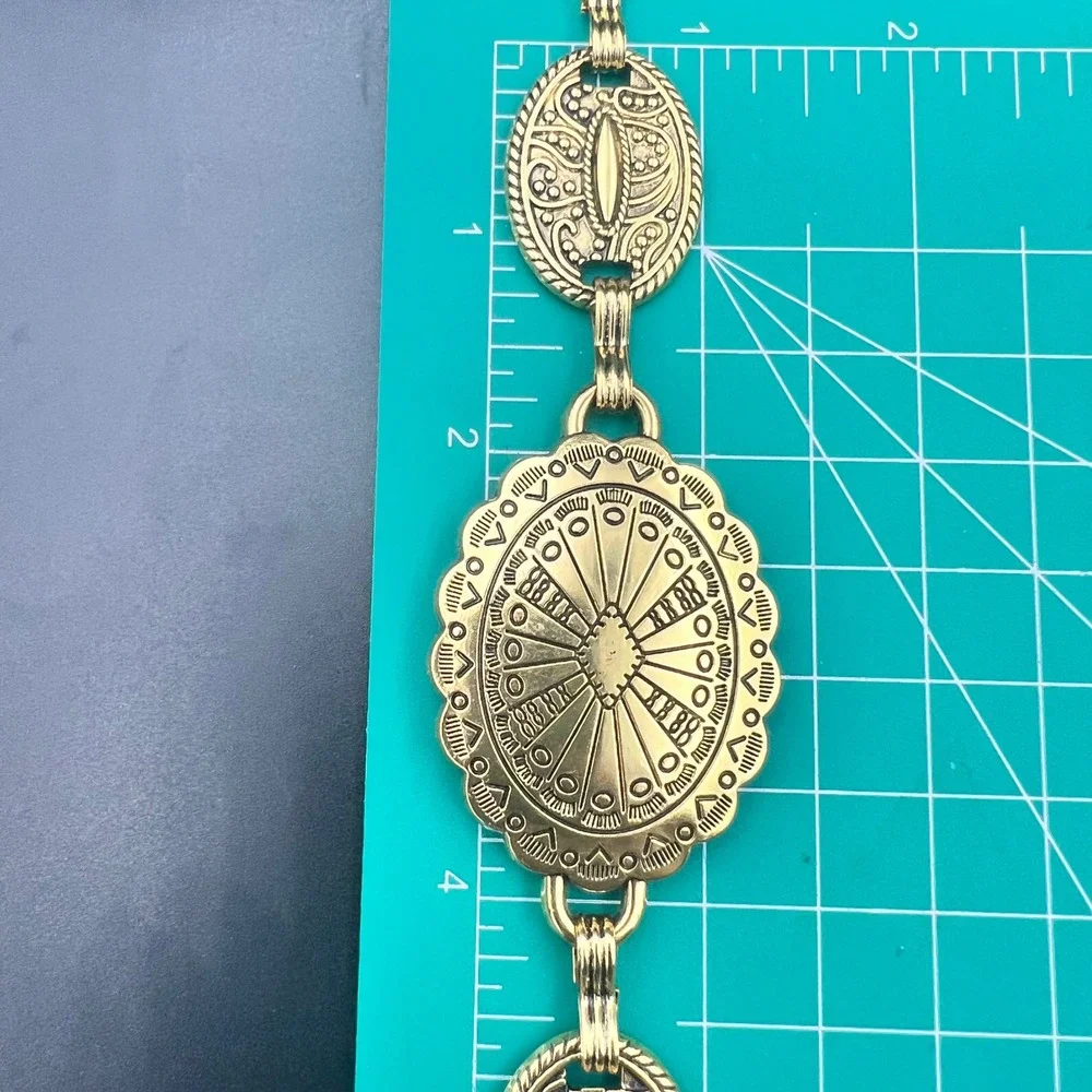 Western Concho Medallion Chain‎ Belt Gold OS EX